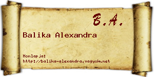 Balika Alexandra névjegykártya
